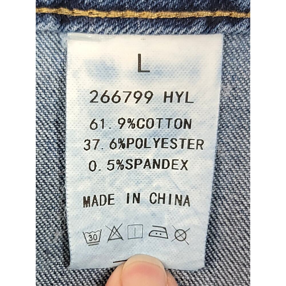 FLAMINGALS Wide Leg High Waist Front Patch Pockets Stretch Denim Jeans Size L - Picture 6 of 7